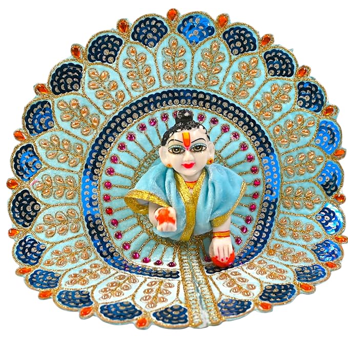 Kashyap G Poshak® Velvet Laddu Gopal Ji Dress | Winter Soft Warm Poshak with Stone Lace Border | Handmade Vastra for Thakur Ji Janmashtami Special