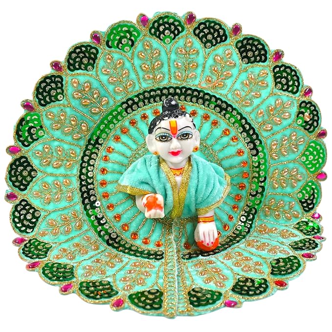 Kashyap G Poshak® Velvet Laddu Gopal Ji Dress | Winter Soft Warm Poshak with Stone Lace Border | Handmade Vastra for Thakur Ji Janmashtami Special