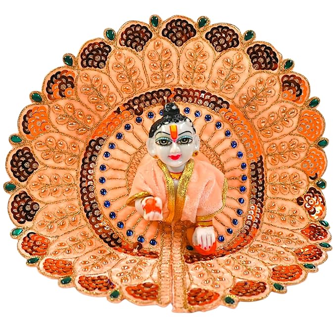 Kashyap G Poshak® Velvet Laddu Gopal Ji Dress | Winter Soft Warm Poshak with Stone Lace Border | Handmade Vastra for Thakur Ji Janmashtami Special