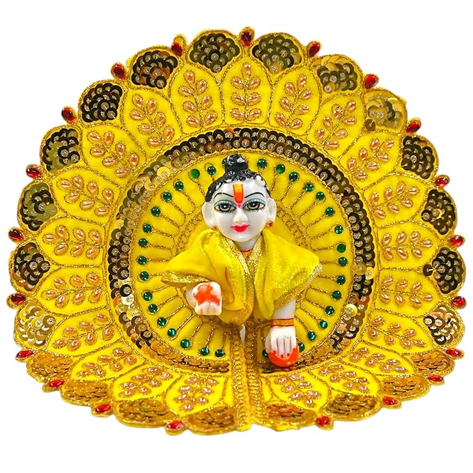 Kashyap G Poshak® Velvet Laddu Gopal Ji Dress | Winter Soft Warm Poshak with Stone Lace Border | Handmade Vastra for Thakur Ji Janmashtami Special