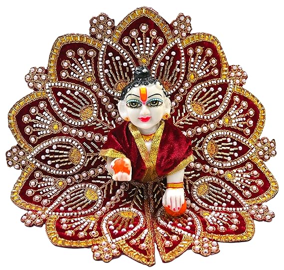 Premium Velvet Laddu Gopal Ji Poshak | Handmade Embroidered Designer Dress for Thakur Ji | Available in 6 Colors & Sizes (0–5) | Perfect for Janmashtami, Pooja & Daily Use (Maroon)