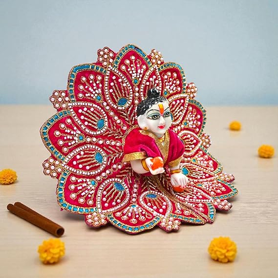 Premium Velvet Laddu Gopal Ji Poshak | Handmade Embroidered Designer Dress for Thakur Ji | Available in 6 Colors & Sizes (0–5) | Perfect for Janmashtami, Pooja & Daily Use (Pink)