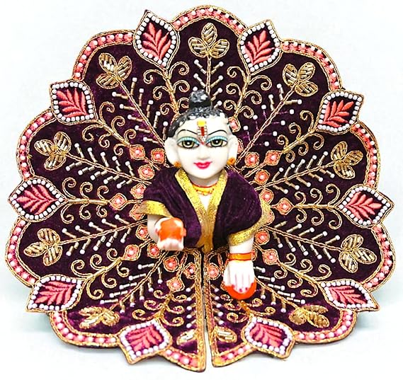 Velvet Laddu Gopal Ji Dress (Size 0–6) | Handmade Embroidered Poshak for Bal Gopal Ji | Krishna Ji Vastra for Janmashtami, Diwali & Daily Pooja (Dark Purple)
