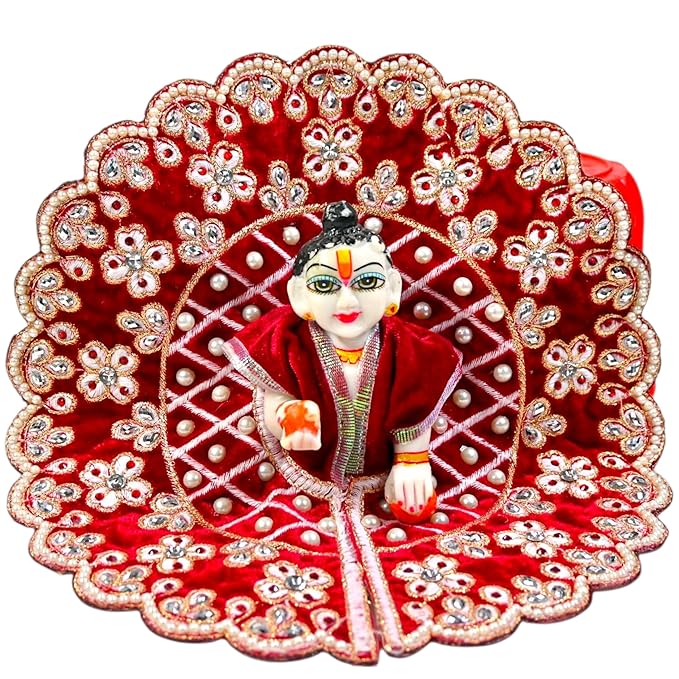 Kashyap G Poshak® Laddu Gopal Ji Poshak Dress | Premium Velvet Stone Work Poshak for Bal Gopal | Size 0 | 6 Beautiful Colors | Janmashtami Special Vastra | Handmade Designer Poshak (Maroon)