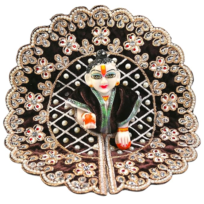 Kashyap G Poshak® Laddu Gopal Ji Poshak Dress | Premium Velvet Stone Work Poshak for Bal Gopal | Size 0 | 6 Beautiful Colors | Janmashtami Special Vastra | Handmade Designer Poshak (Black)
