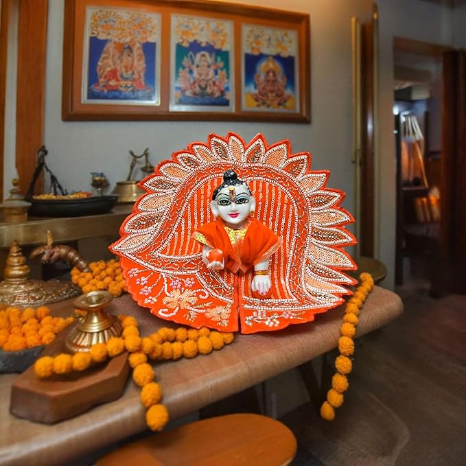 Laddu Gopal Ji Winter Dress | Velvet Poshak for Kanha Ji & Thakur Ji | Designer Bal Gopal Vastra for Janmashtami, Diwali & Festivals (Size 0–6) (Orange)