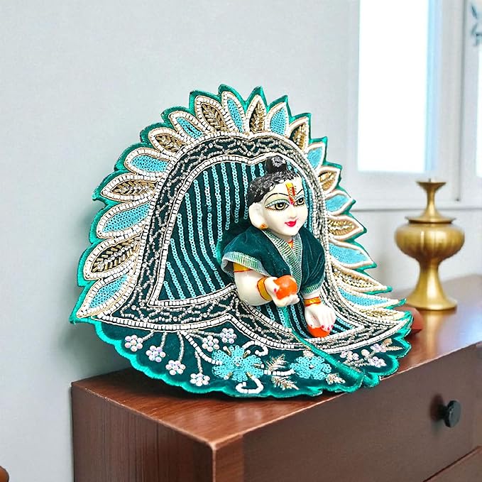 Laddu Gopal Ji Winter Dress | Velvet Poshak for Kanha Ji & Thakur Ji | Designer Bal Gopal Vastra for Janmashtami, Diwali & Festivals (Size 0–6) (Blue)