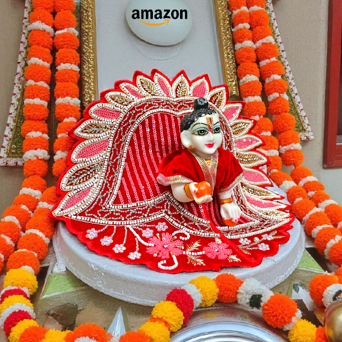 Laddu Gopal Ji Winter Dress | Velvet Poshak for Kanha Ji & Thakur Ji | Designer Bal Gopal Vastra for Janmashtami, Diwali & Festivals (Size 0–6) (Red)