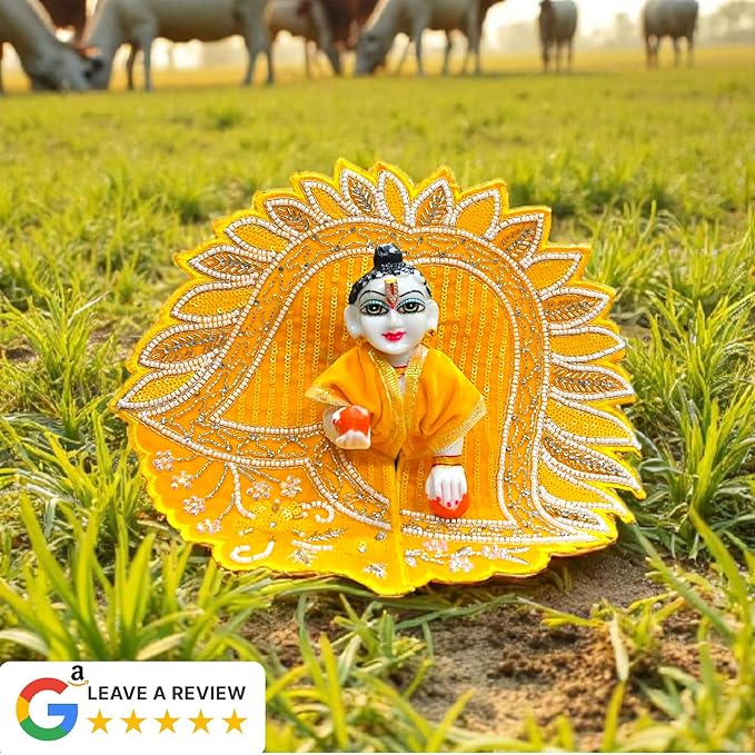 Laddu Gopal Ji Winter Dress | Velvet Poshak for Kanha Ji & Thakur Ji | Designer Bal Gopal Vastra for Janmashtami, Diwali & Festivals (Size 0–6) (Yellow)
