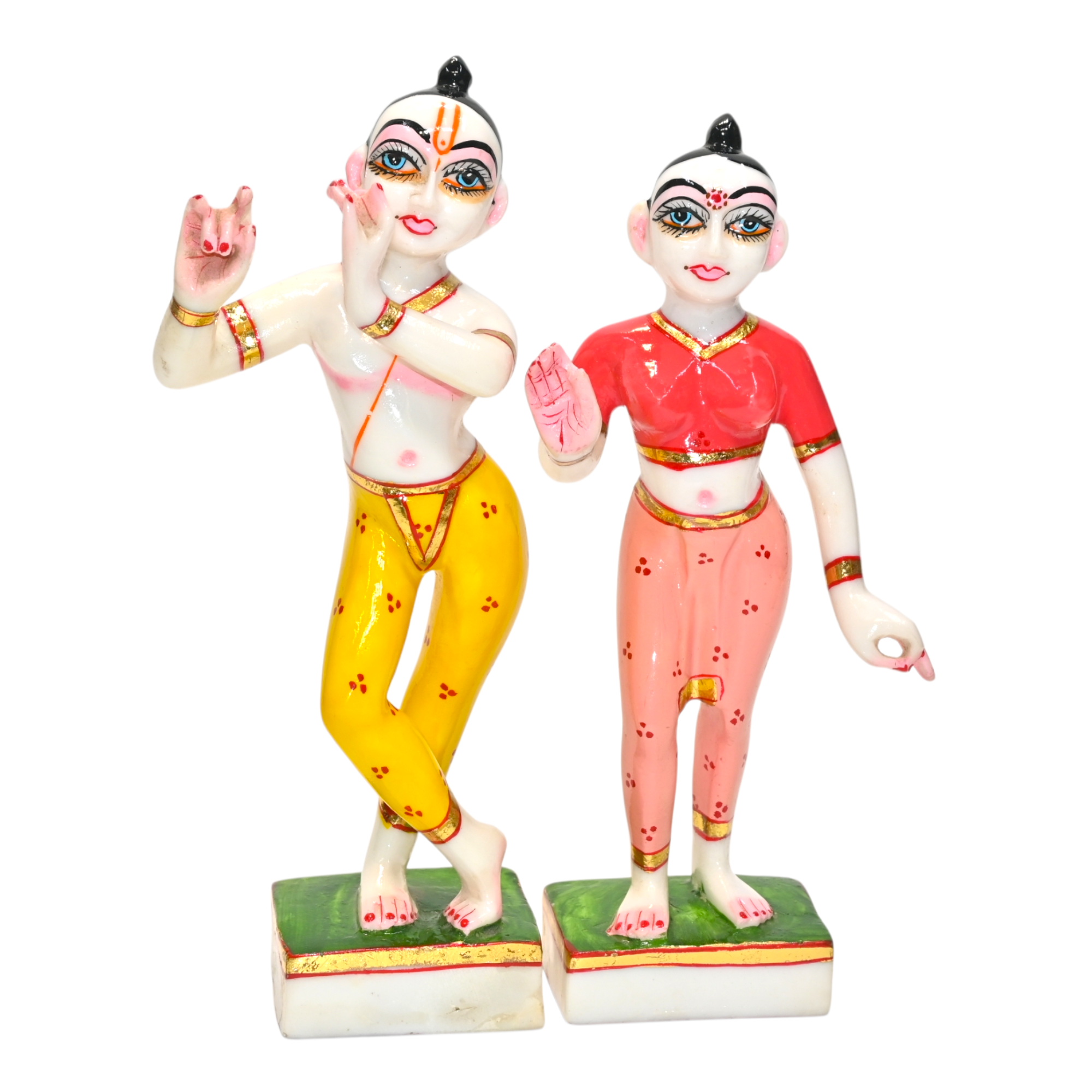 Marble Dust Iskon Radha Krishna Idol, 8 Inches, 1 Set of 2 Piece (Multi Colour) (8 Inch)