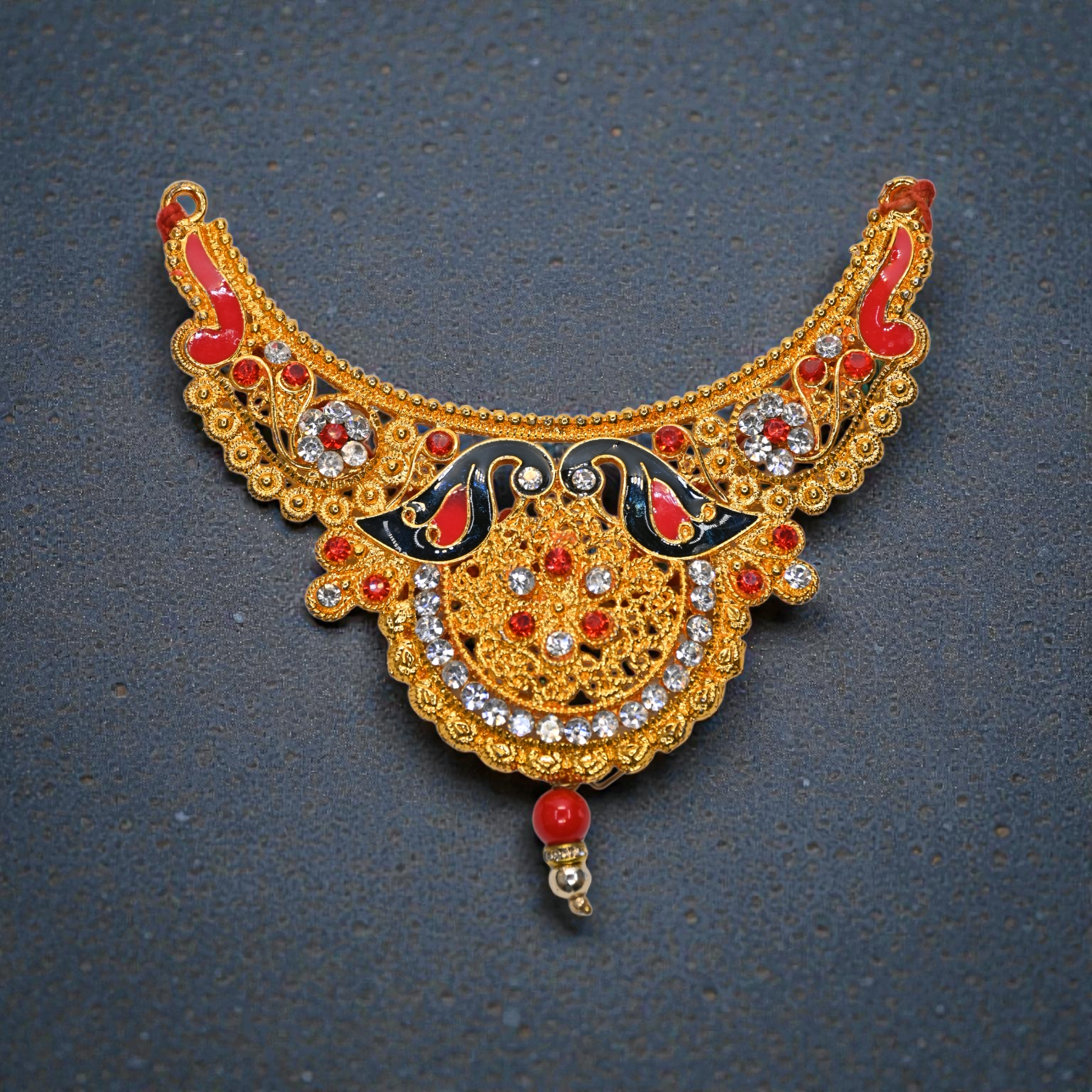 Red Black Kundan Laddu Gopal Haar | Royal Thakur Ji Shringar Necklace | Suitable for 4, 5, 6 No Laddu Gopal Ji | Designer Deity Jewellery for Pooja & Janmashtami