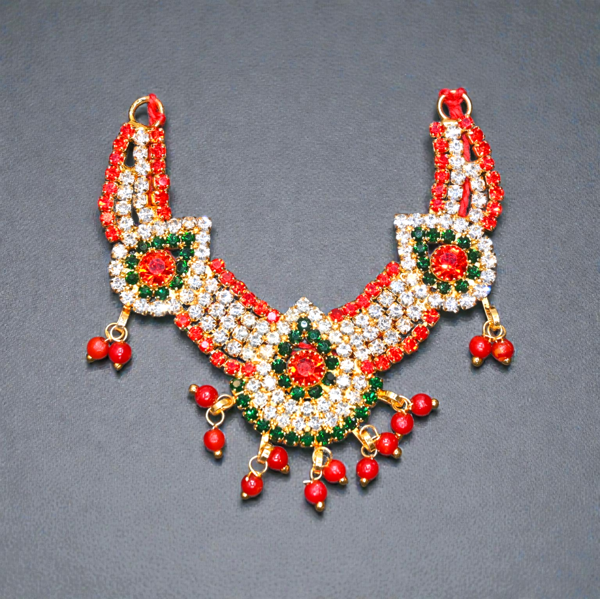 Diamond Look Kundan Pearl Laddu Gopal Haar | Premium CZ Stone Thakur Ji Shringar Necklace | Designer Deity Jewellery for 4, 5, 6 & 8 No Laddu Gopal Ji