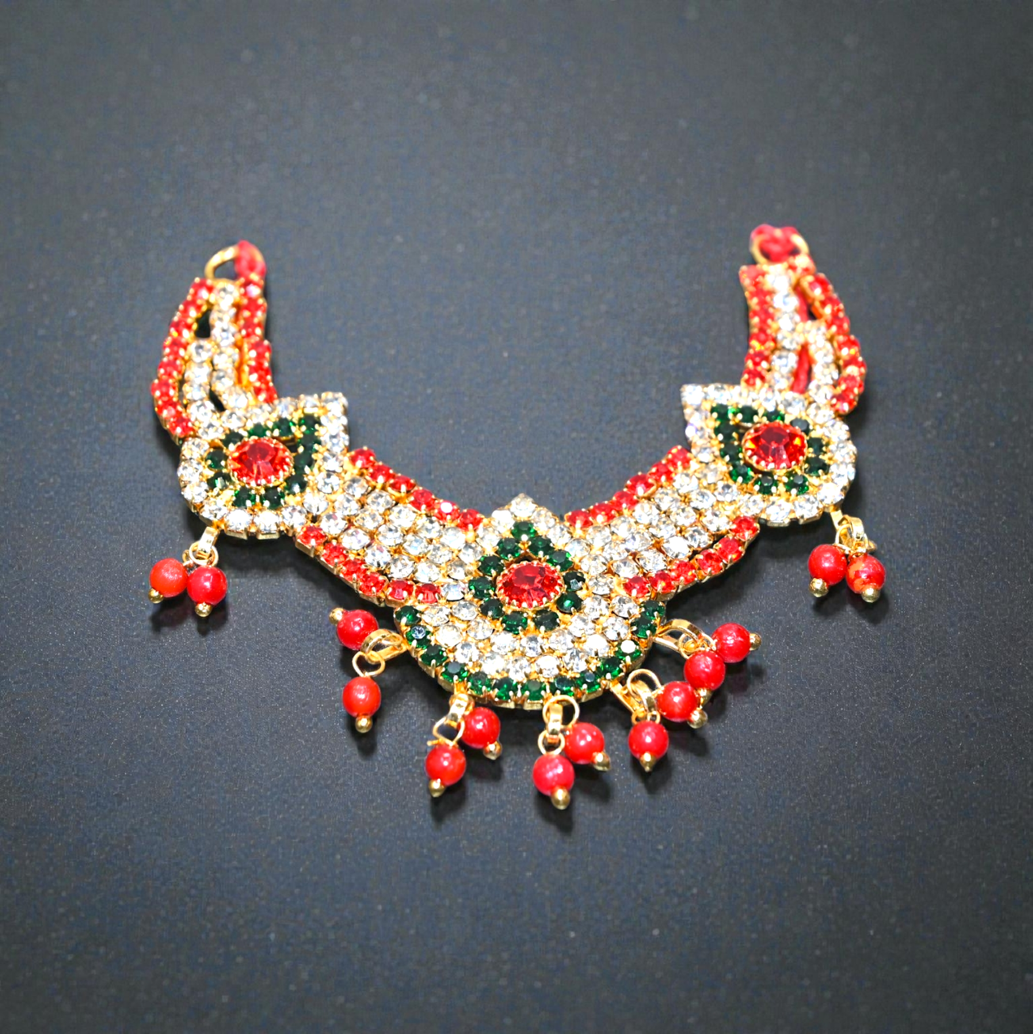 Diamond Look Kundan Pearl Laddu Gopal Haar | Premium CZ Stone Thakur Ji Shringar Necklace | Designer Deity Jewellery for 4, 5, 6 & 8 No Laddu Gopal Ji