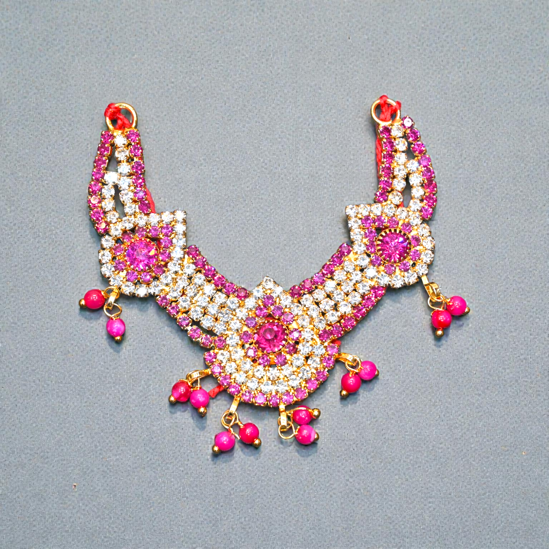 Diamond Look Kundan Pearl Laddu Gopal Haar | Premium CZ Stone Thakur Ji Shringar Necklace | Designer Deity Jewellery for 4, 5, 6 & 8 No Laddu Gopal Ji