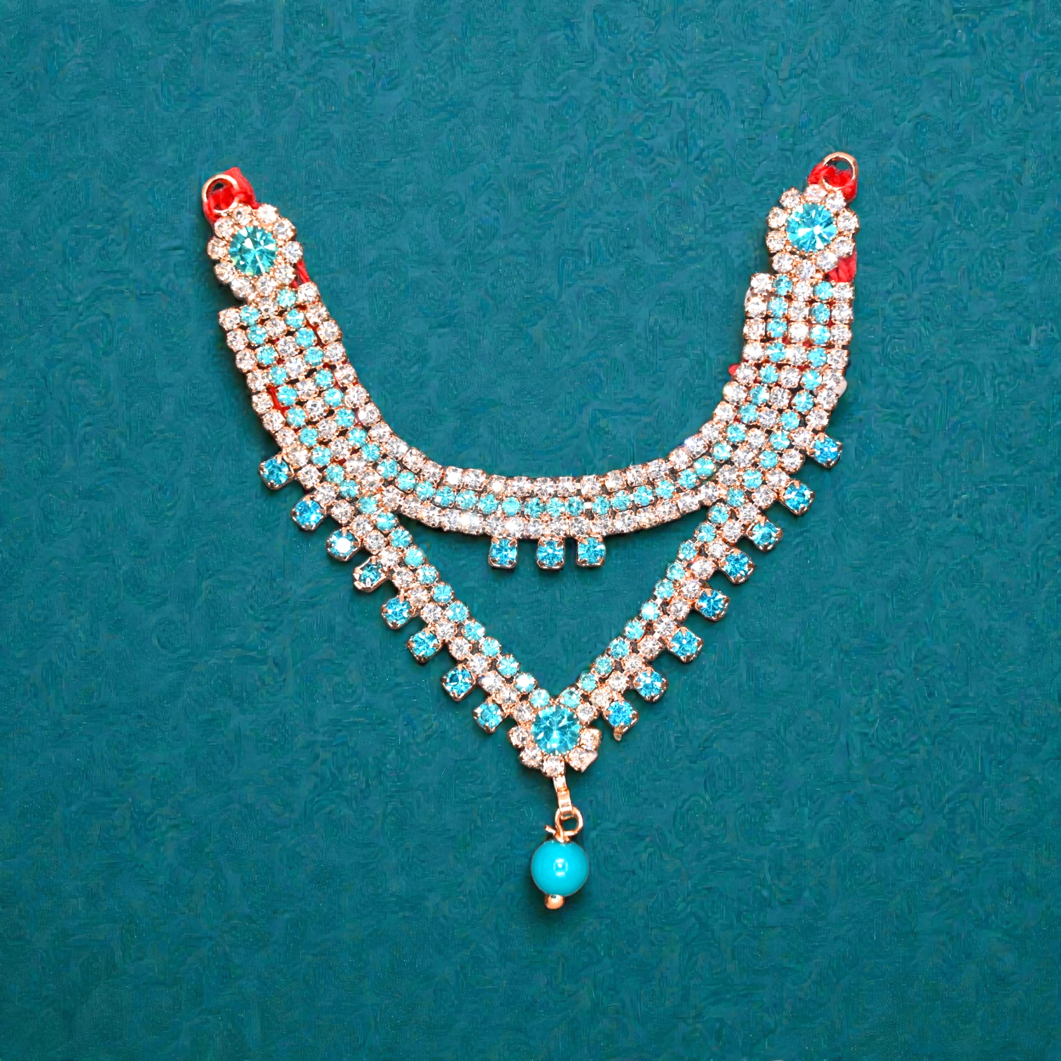 Pink CZ Kundan Laddu Gopal Haar with Drop Bead | Premium Thakur Ji Shringar Necklace | Designer Deity Jewellery for 4, 5, 6 & 8 No Laddu Gopal Ji