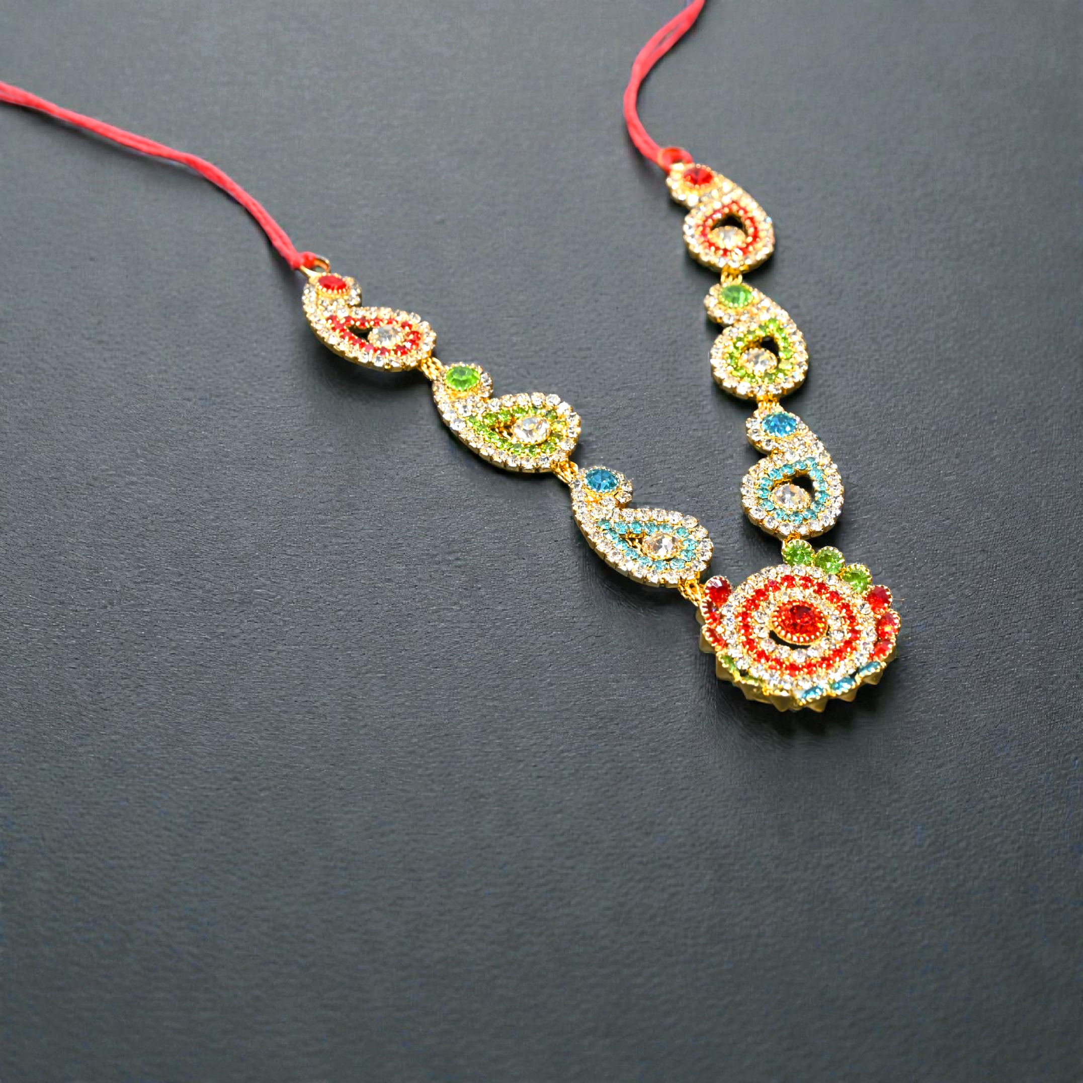 Multicolor CZ Kundan Laddu Gopal Haar | Peacock Paisley Design Thakur Ji Shringar Necklace | Designer Deity Jewellery for 4, 5, 6 & 8 No Laddu Gopal Ji