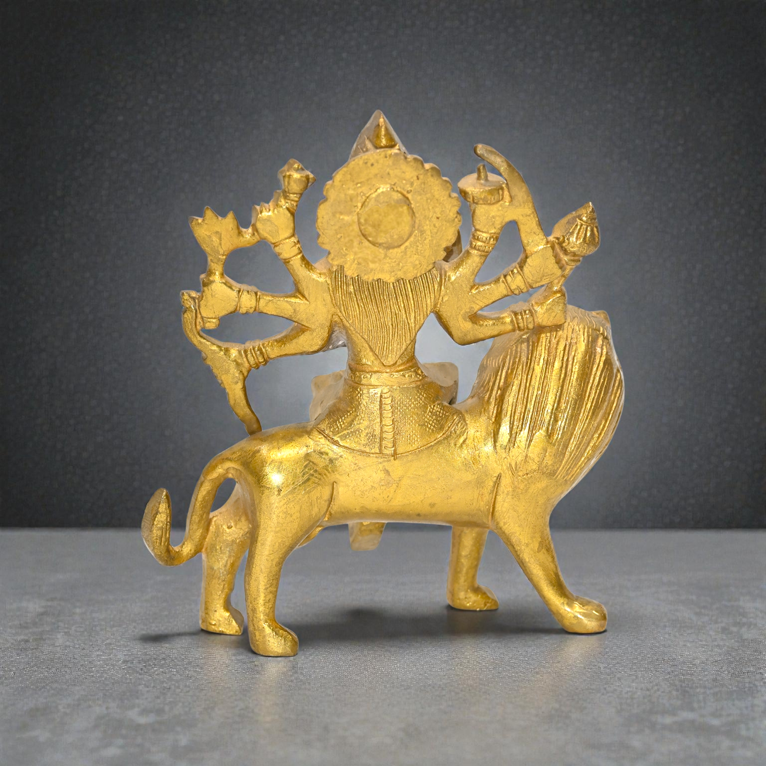 Maa Durga Brass Idol | Sher Par Virajman Durga Mata Murti | Ashtabhuja Devi Statue for Home Mandir, Navratri & Pooja Size 3 No