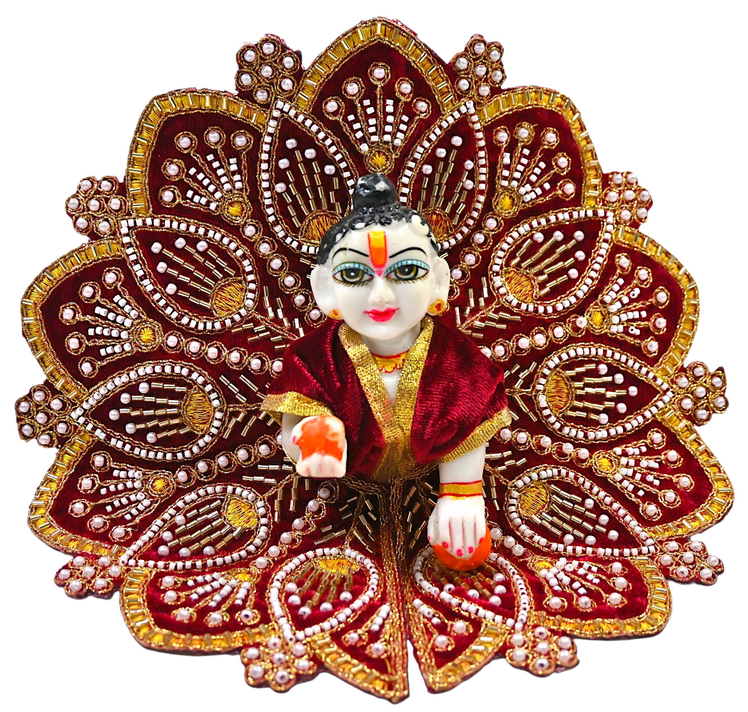 Premium Velvet Laddu Gopal Ji Poshak | Handmade Embroidered Designer Dress for Thakur Ji | Available in 6 Colors & Sizes (0–5) | Perfect for Janmashtami, Pooja & Daily Use (Maroon)