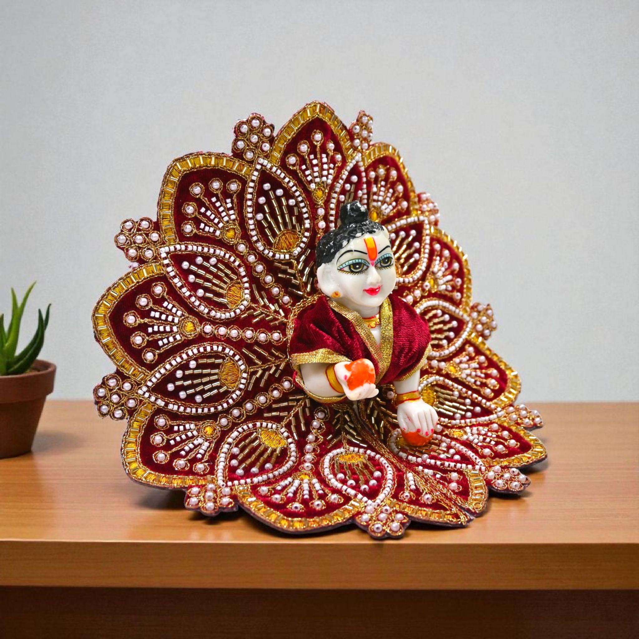 Premium Velvet Laddu Gopal Ji Poshak | Handmade Embroidered Designer Dress for Thakur Ji | Available in 6 Colors & Sizes (0–5) | Perfect for Janmashtami, Pooja & Daily Use (Maroon)