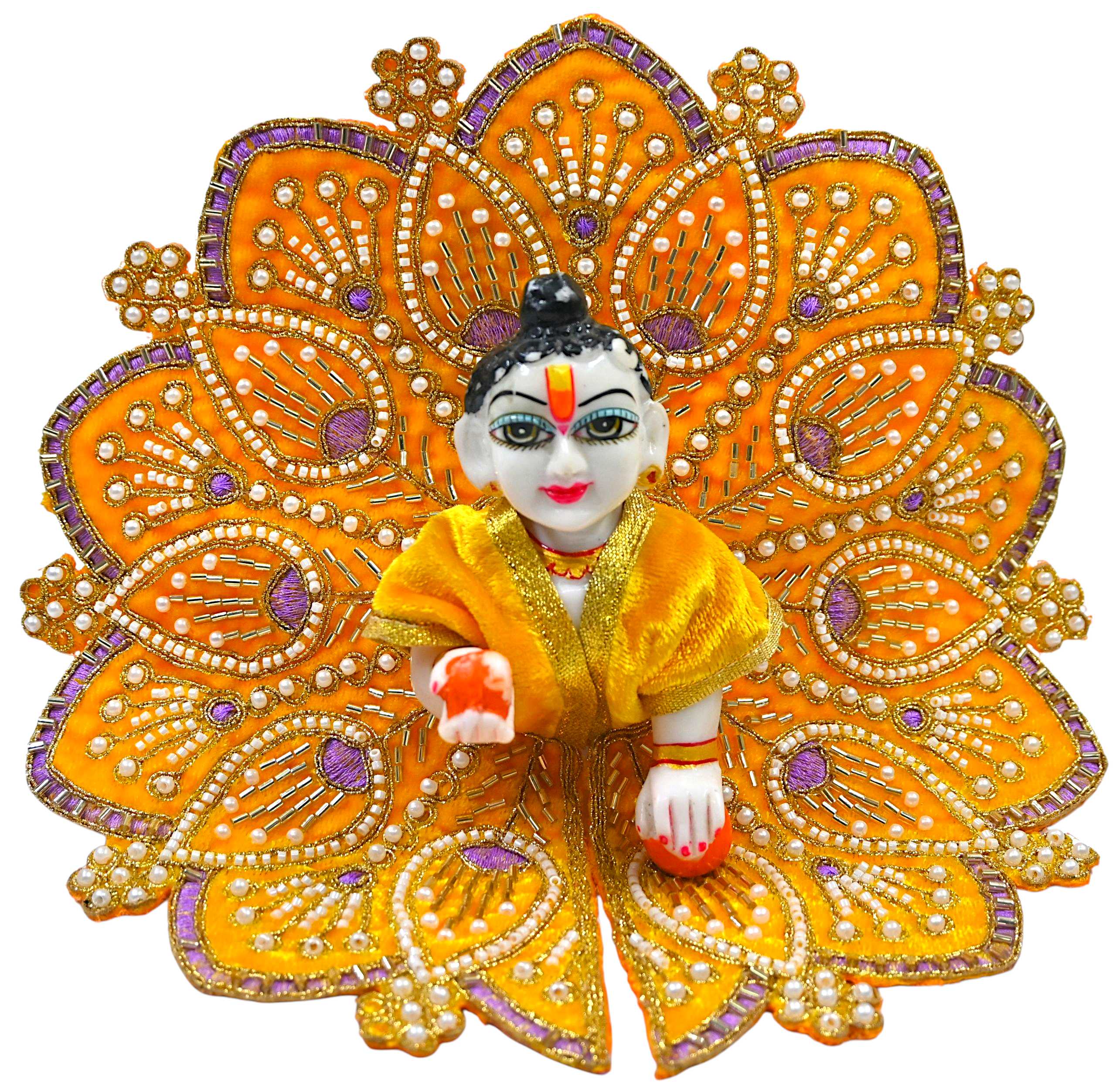 Premium Velvet Laddu Gopal Ji Poshak | Handmade Embroidered Designer Dress for Thakur Ji | Available in 6 Colors & Sizes (0–5) | Perfect for Janmashtami, Pooja & Daily Use (Yellow,)