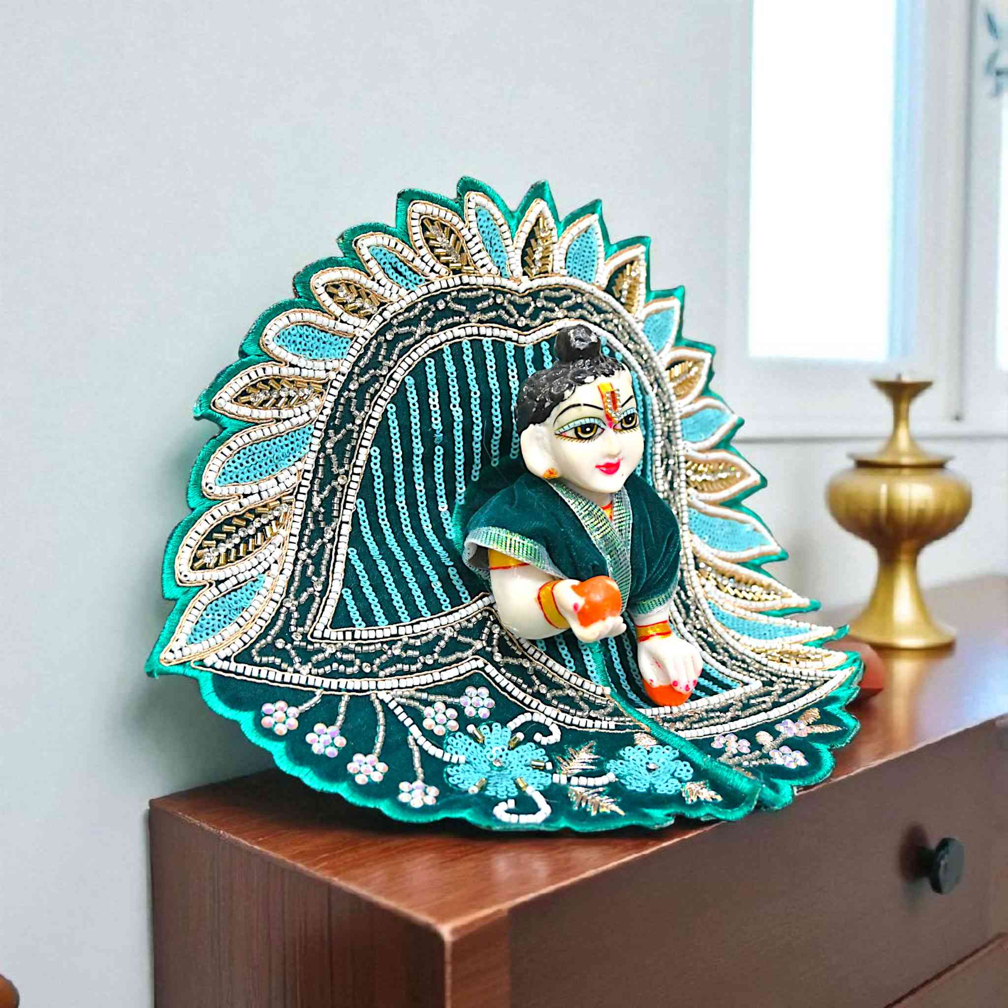 Laddu Gopal Ji Winter Dress | Velvet Poshak for Kanha Ji & Thakur Ji | Designer Bal Gopal Vastra for Janmashtami, Diwali & Festivals (Size 0–6) (Blue)