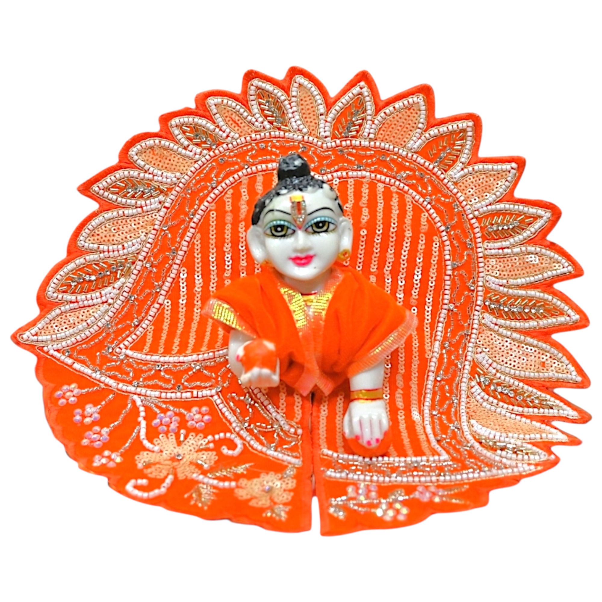 Laddu Gopal Ji Winter Dress | Velvet Poshak for Kanha Ji & Thakur Ji | Designer Bal Gopal Vastra for Janmashtami, Diwali & Festivals (Size 0–6) (Orange)