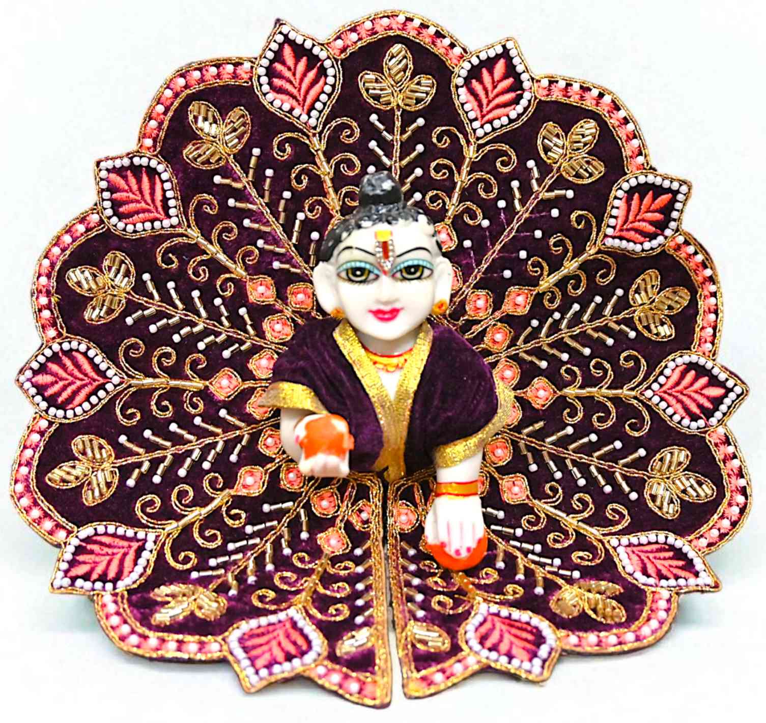 Velvet Laddu Gopal Ji Dress (Size 0–6) | Handmade Embroidered Poshak for Bal Gopal Ji | Krishna Ji Vastra for Janmashtami, Diwali & Daily Pooja (Dark Purple)