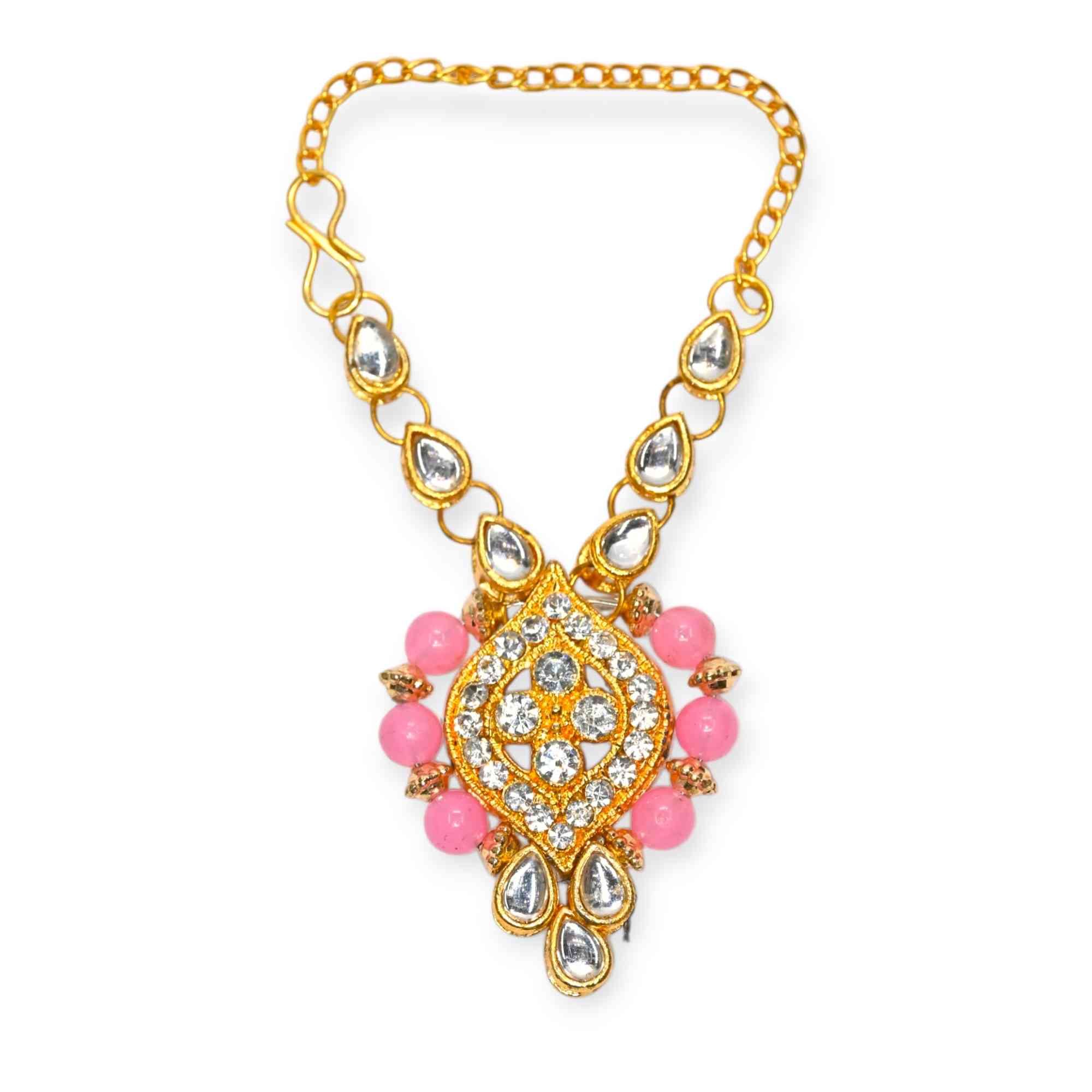 Kundan Peach Beads Laddu Gopal Haar | Thakur Ji Shringar Necklace | Suitable for 4, 5, 6 & 8 No Laddu Gopal Ji | Designer Deity Jewellery for Pooja & Janmashtami