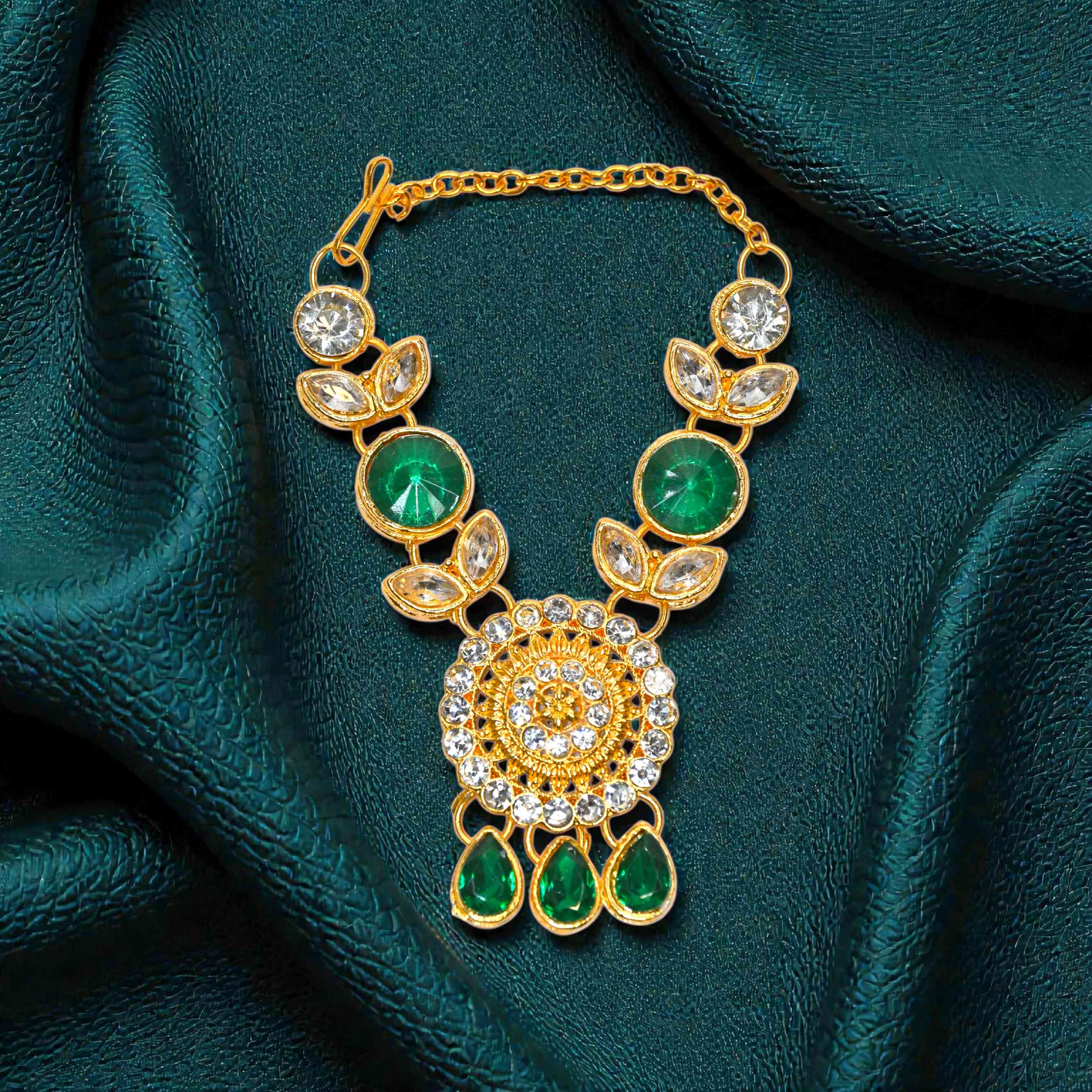 Designer Green Stone Laddu Gopal Haar | Kundan Style Thakur Ji Necklace with Hanging Drops | Deity Shringar Jewellery | Suitable for 4, 5, 6 & 8 No Laddu Gopal Ji