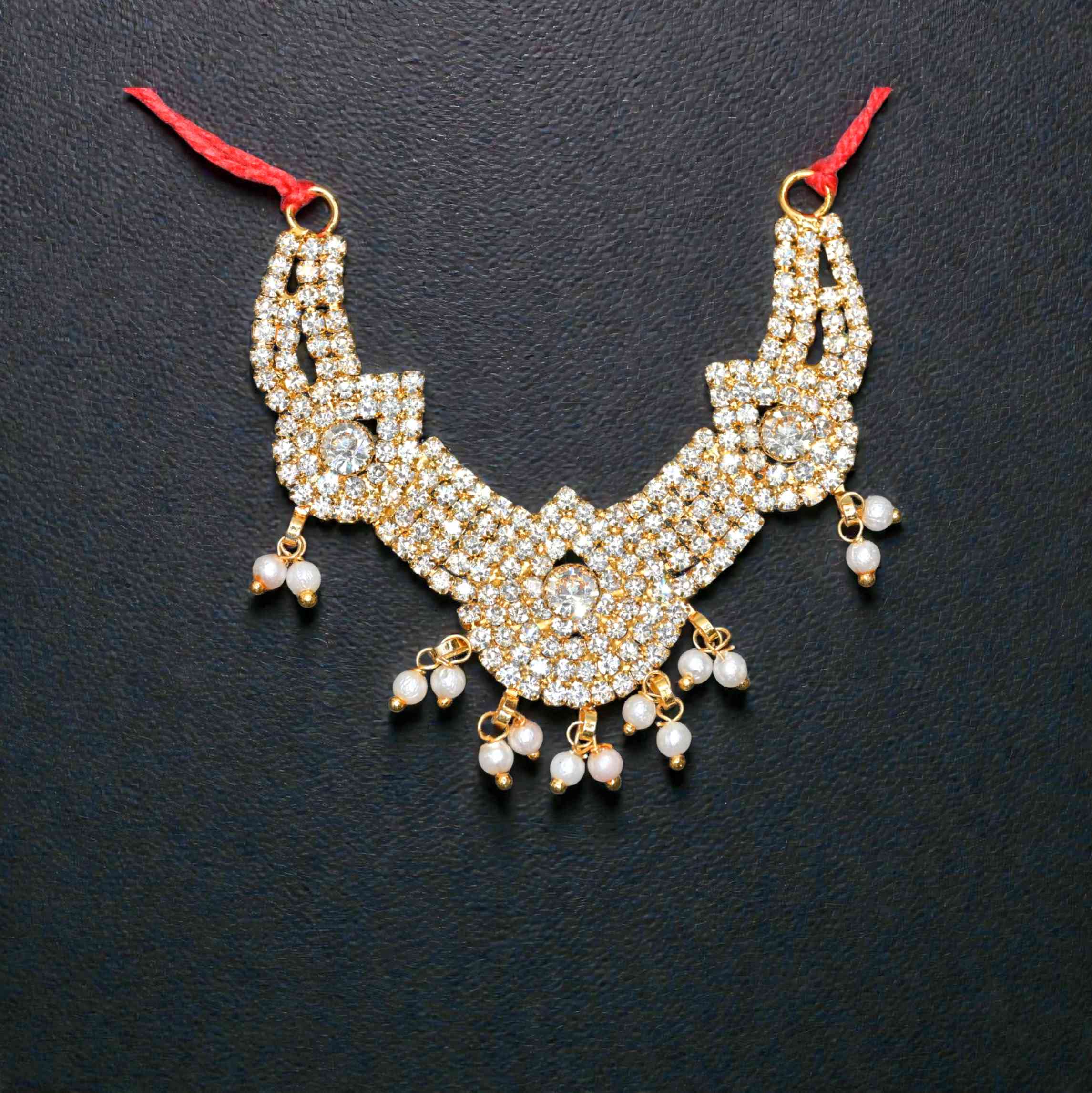 Diamond Look Kundan Pearl Laddu Gopal Haar | Premium CZ Stone Thakur Ji Shringar Necklace | Designer Deity Jewellery for 4, 5, 6 & 8 No Laddu Gopal Ji