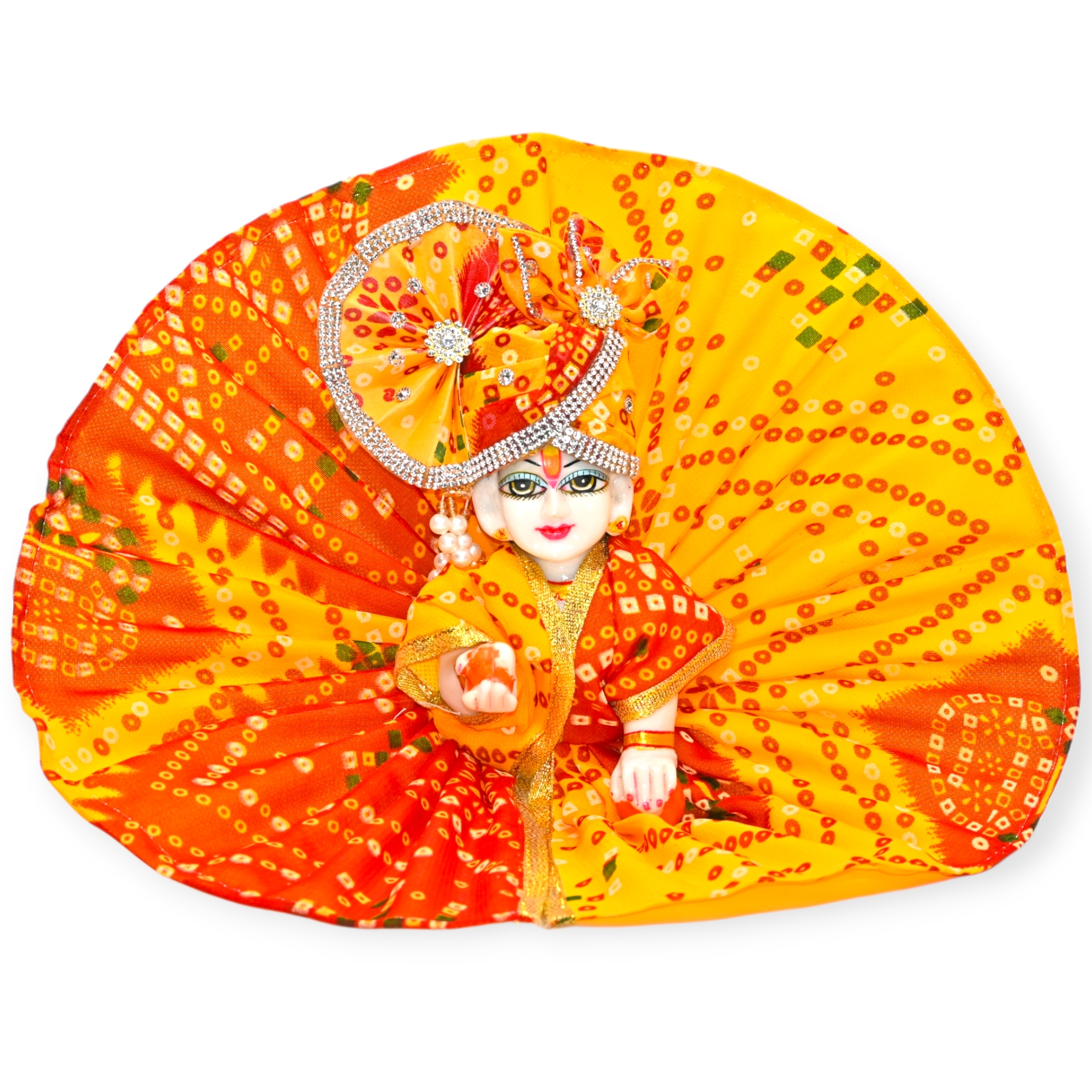 Laddu Gopal Dress with Mukut | Bandhani Style Cotton Poshak for Kanha Ji | Holi Special | Summer Special Dress for Laddu Gopal (Size 0 to 6)