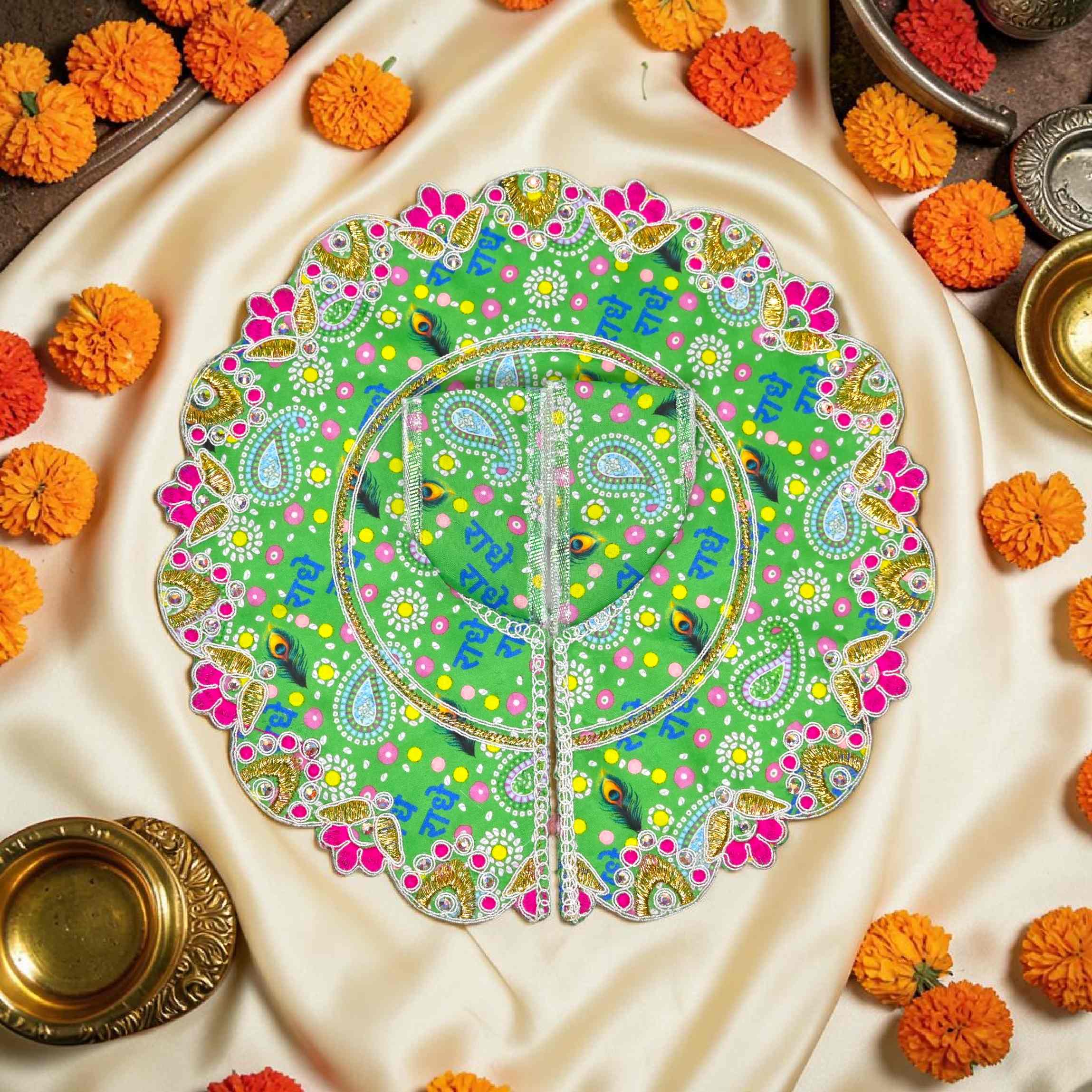 Laddu Gopal Dress | Cotton Printed Poshak for Kanha Ji | Krishna Bal Gopal Dress Combo Pack | Designer Set of 6 Poshak for Daily & Festival Use