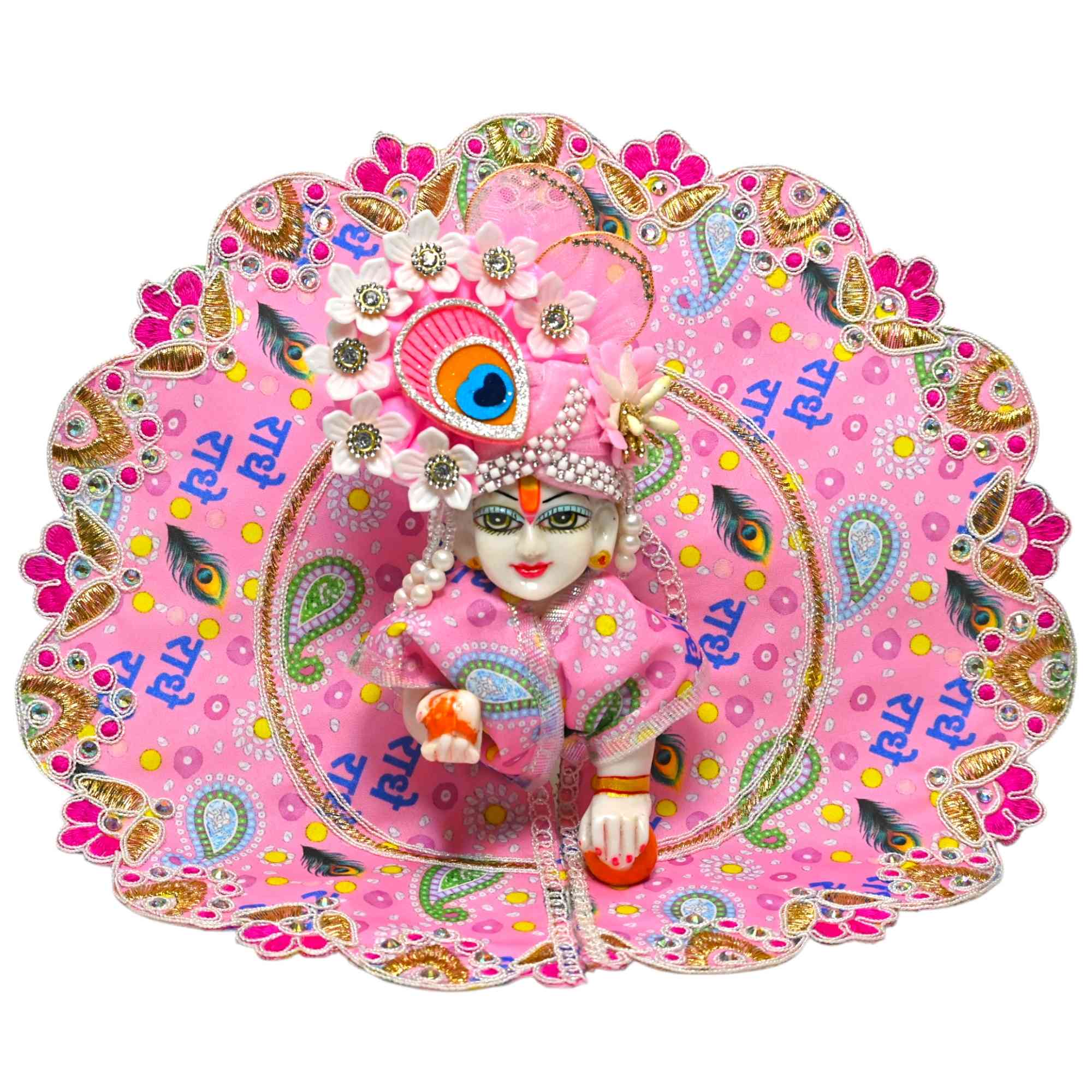 Laddu Gopal Dress | Cotton Printed Poshak for Kanha Ji | Krishna Bal Gopal Dress Combo Pack | Designer Set of 6 Poshak for Daily & Festival Use