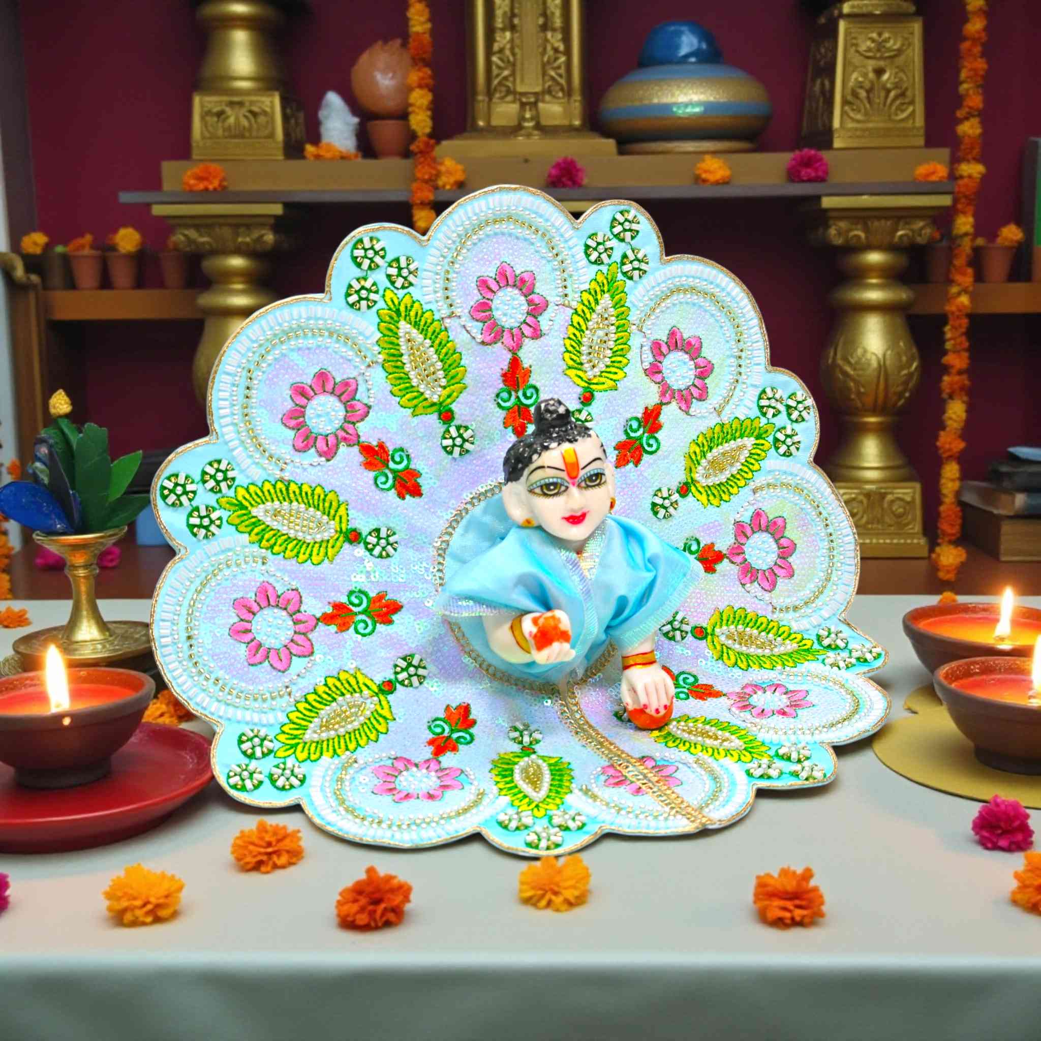 Laddu Gopal Heavy Dress | Designer Yellow Poshak for Krishna Ji | Janmashtami & Diwali Special Fancy Dress | Cotton Summer Poshak for Kanha Ji | Size 0 to 6