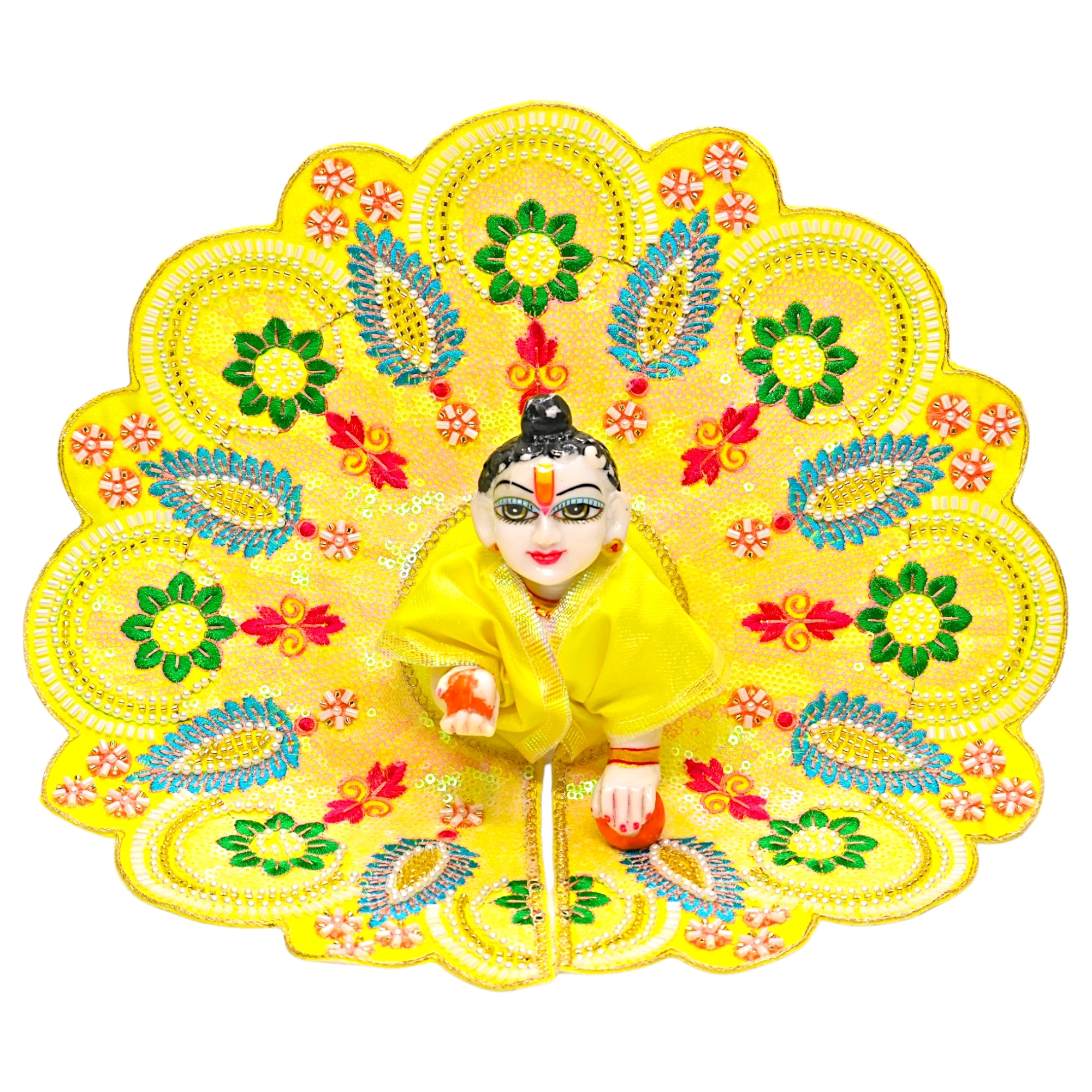 Laddu Gopal Heavy Dress | Designer Yellow Poshak for Krishna Ji | Janmashtami & Diwali Special Fancy Dress | Cotton Summer Poshak for Kanha Ji | Size 0 to 6