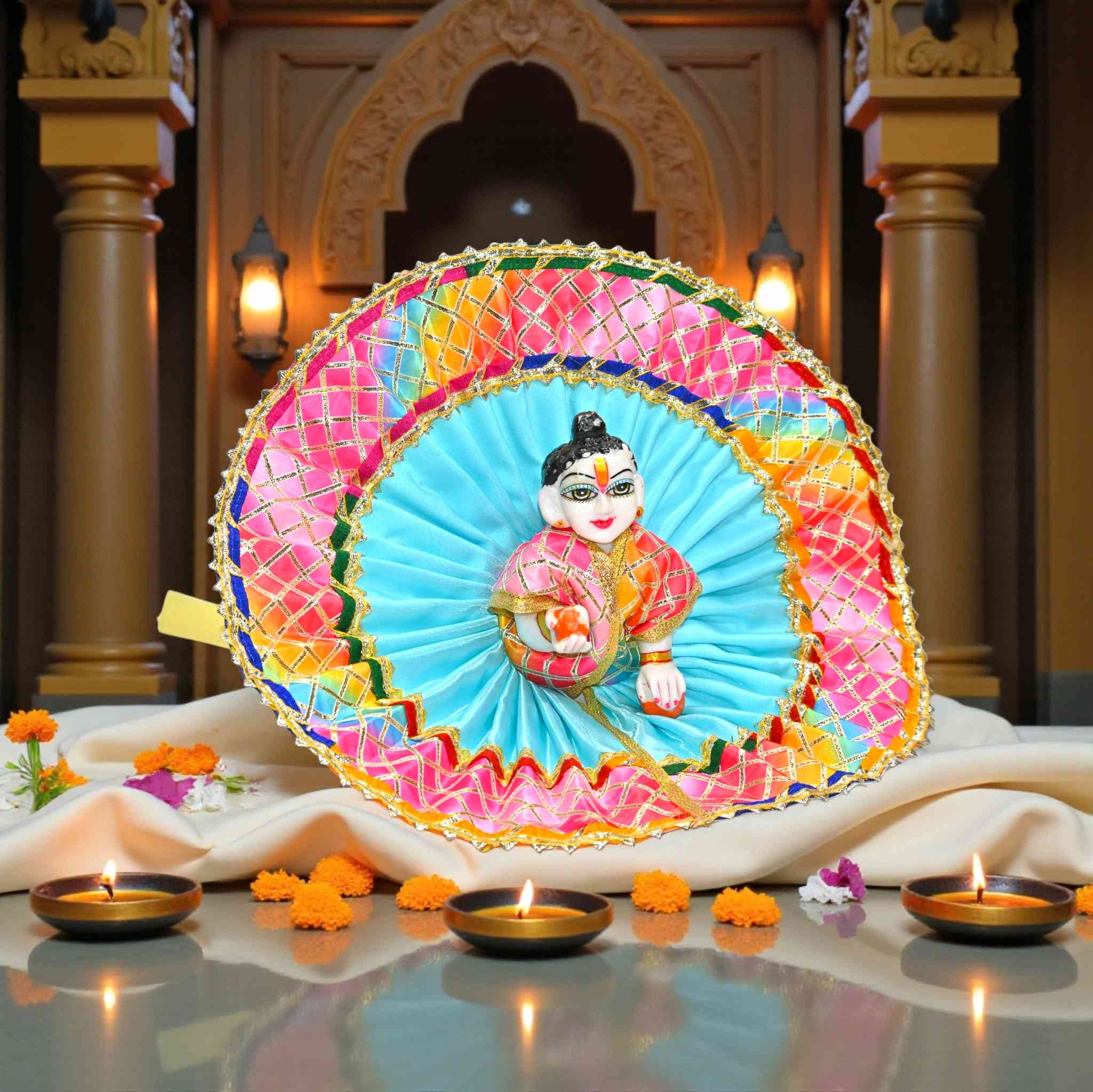 Kashyap G Poshak® Laddu Gopal Dress | Holi Special | Multicolor Festival Poshak for Kanha Ji | Summer Dress | Thakurji Designer Outfit Size 0-6 Available
