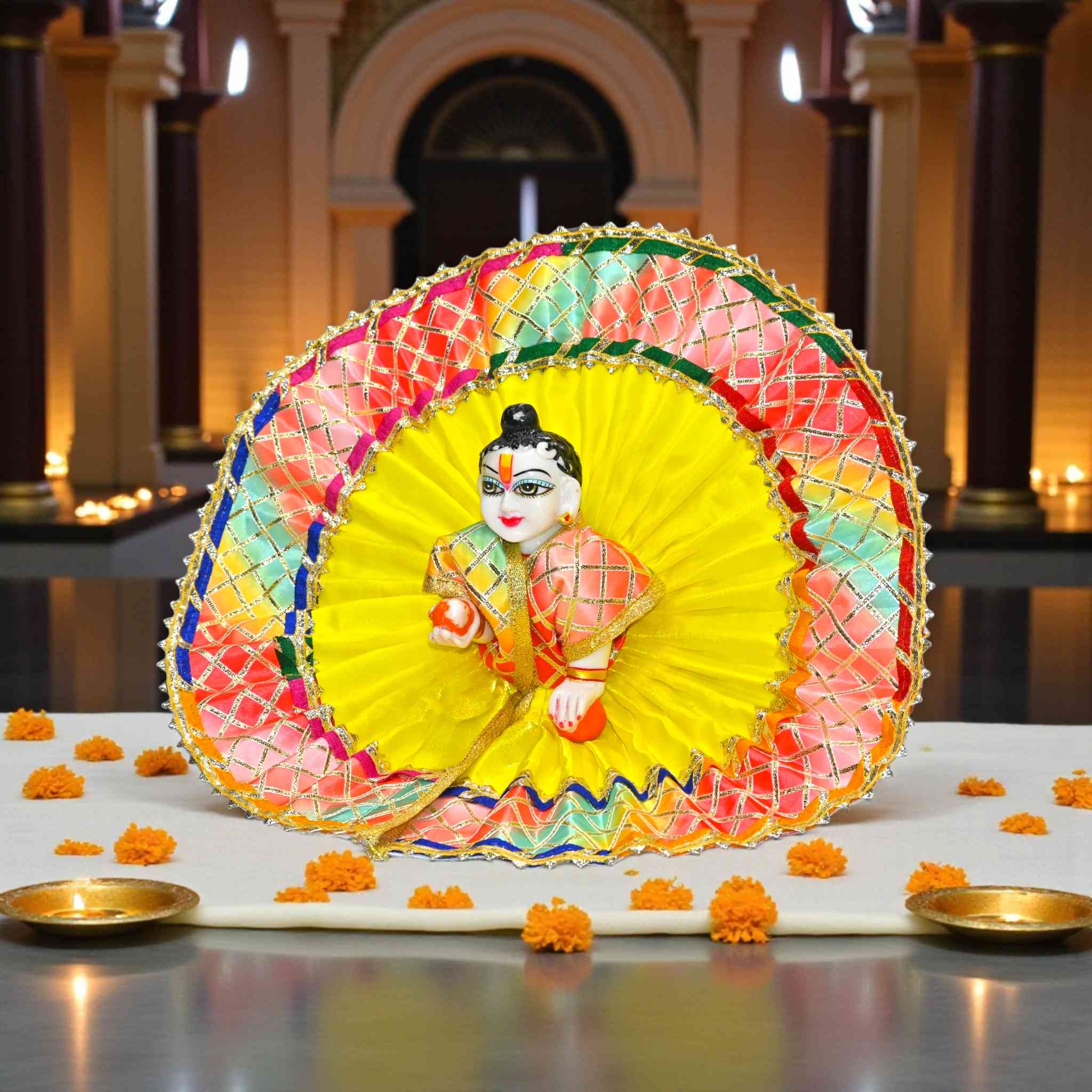 Kashyap G Poshak® Laddu Gopal Dress | Holi Special | Multicolor Festival Poshak for Kanha Ji | Summer Dress | Thakurji Designer Outfit Size 0-6 Available