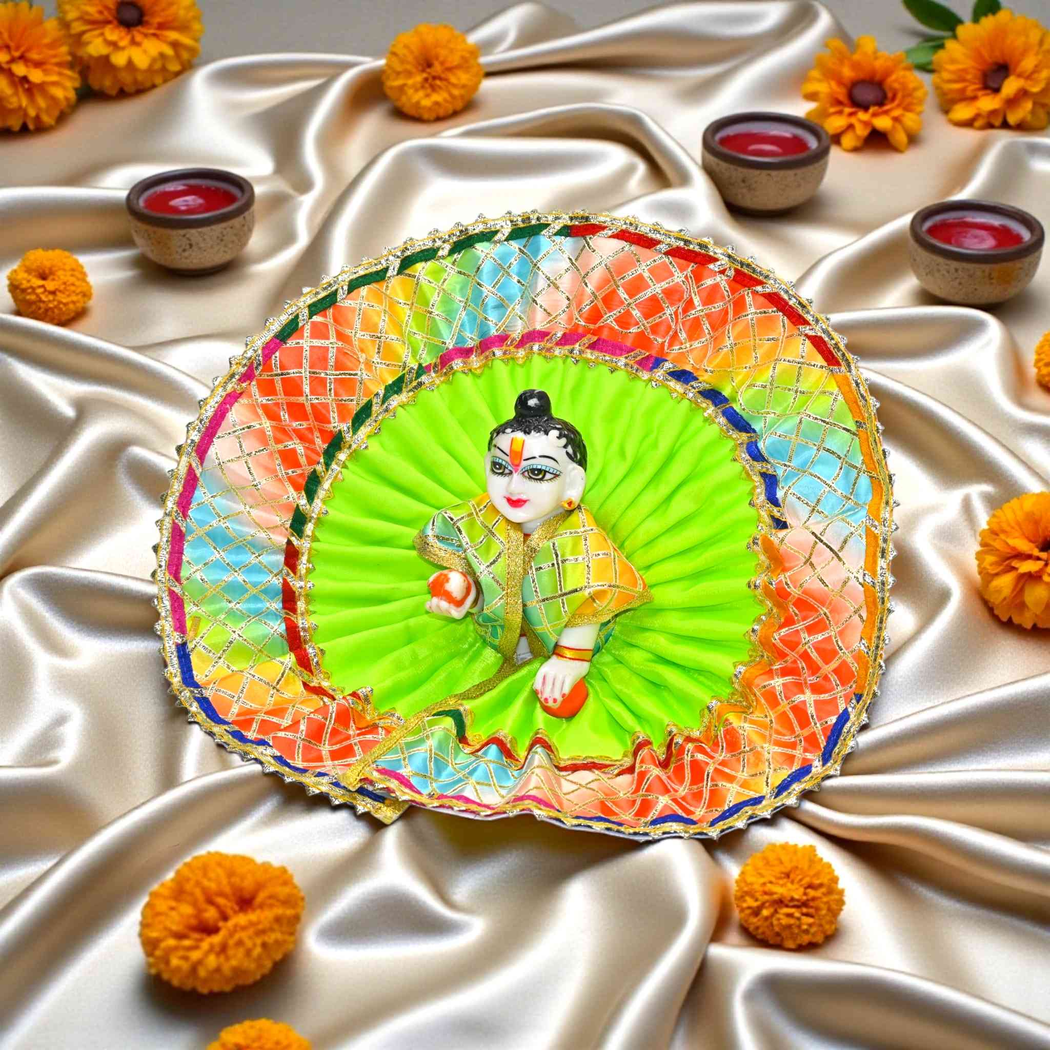 Kashyap G Poshak® Laddu Gopal Dress | Holi Special | Multicolor Festival Poshak for Kanha Ji | Summer Dress | Thakurji Designer Outfit Size 0-6 Available