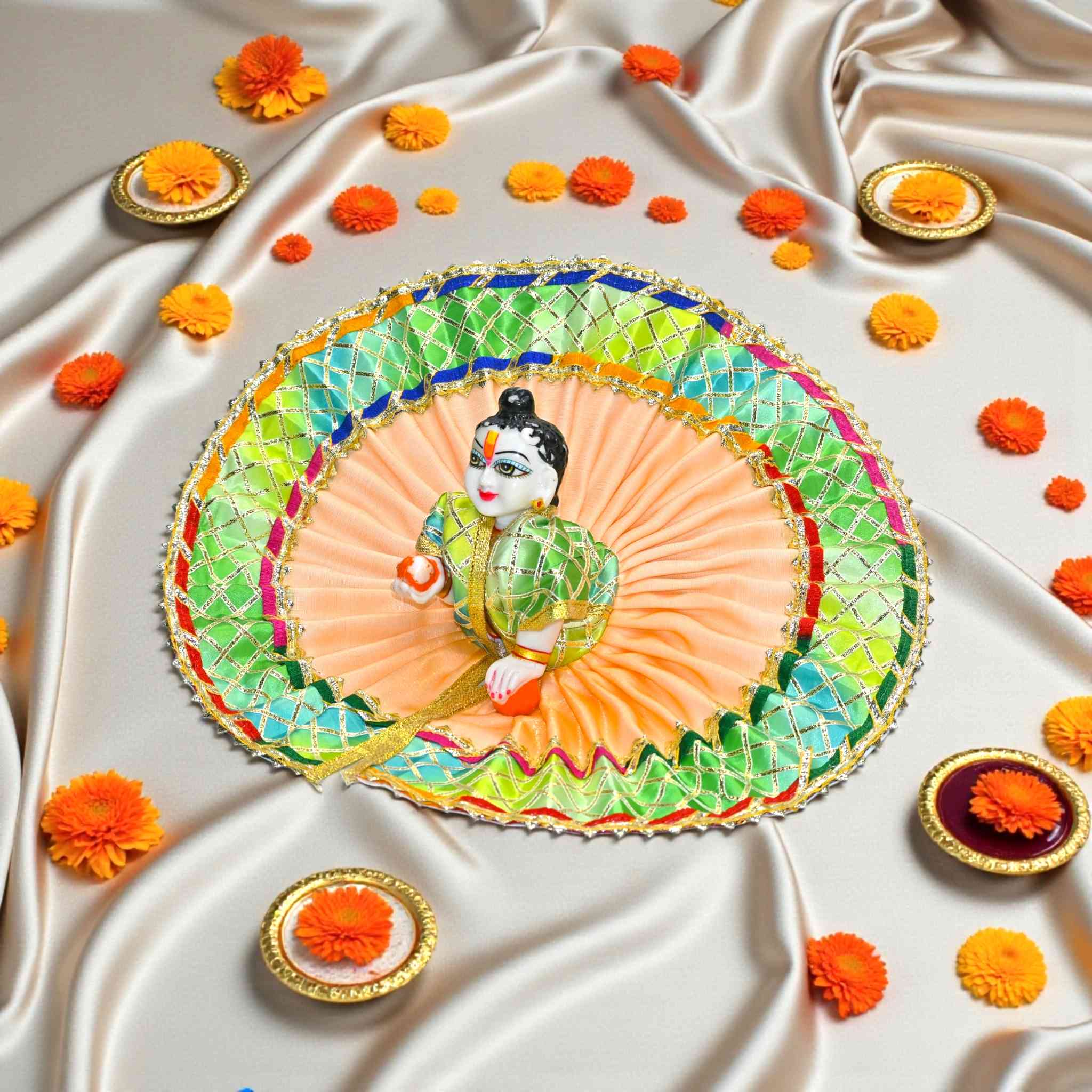 Kashyap G Poshak® Laddu Gopal Dress | Holi Special | Multicolor Festival Poshak for Kanha Ji | Summer Dress | Thakurji Designer Outfit Size 0-6 Available