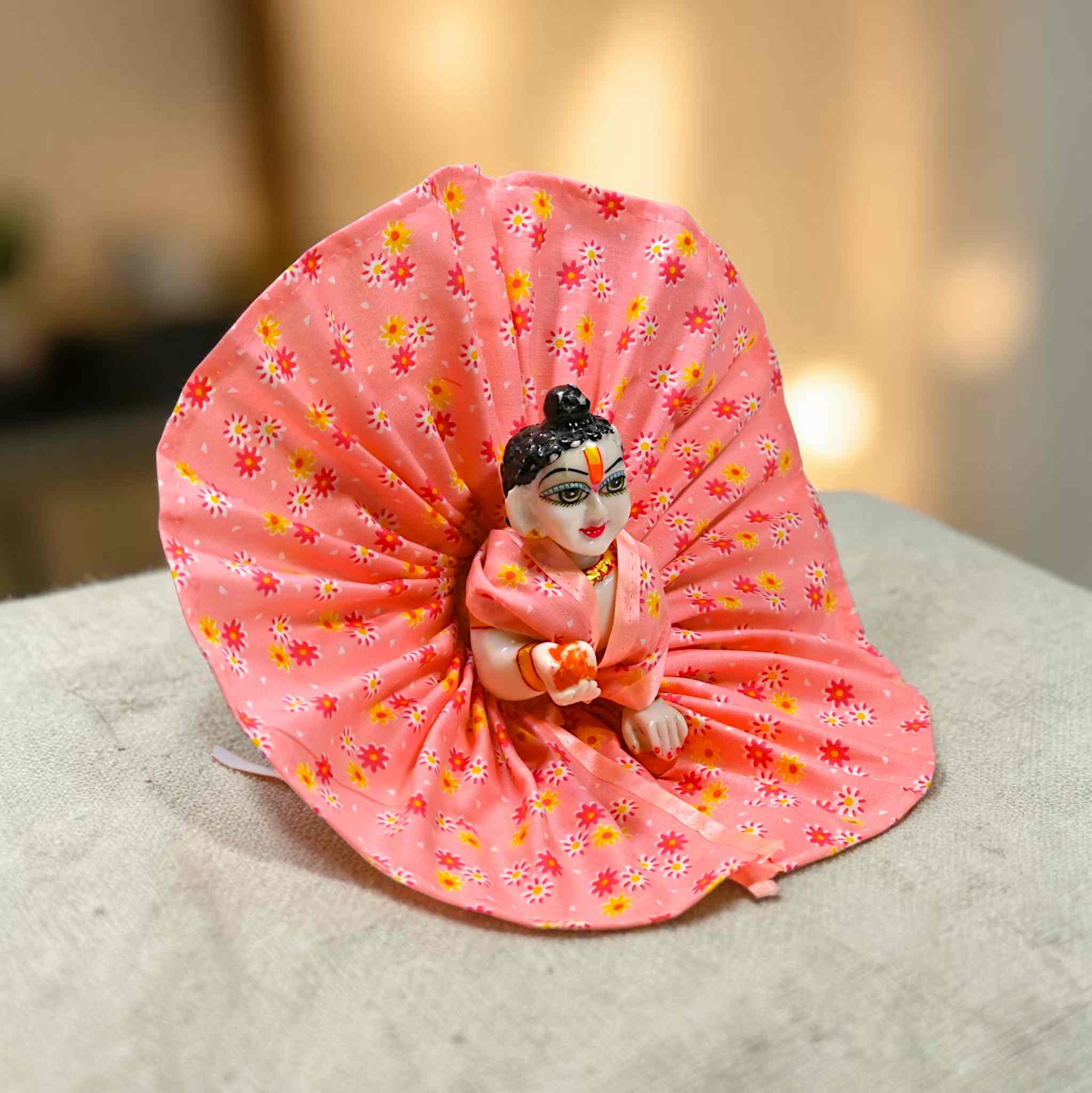 Laddu Gopal Summer Dress | Soft Cotton Floral Poshak for Krishna Ji | Lightweight Daily Wear Kanha Ji Dress | Size 0 to 6 | Comfortable Designer Poshak
